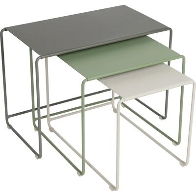 Fermob OULALA 3 Tavolini Laterali Metallo 55x40x52cm - Tavolini Laterali in Metallo Rosmarino/Cactus/Argilla Grigia Fermob OULALA 3 Tavolini Laterali Metallo 55x40x52cm - Tavolini Laterali in Metallo Rosmarino/Cactus/Argilla Grigia