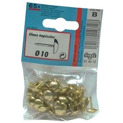 Vynex Gouden Bekledingspijkers - 10 mm - Verpakking van 65 Vynex Gouden Bekledingspijkers - 10 mm - Verpakking van 65