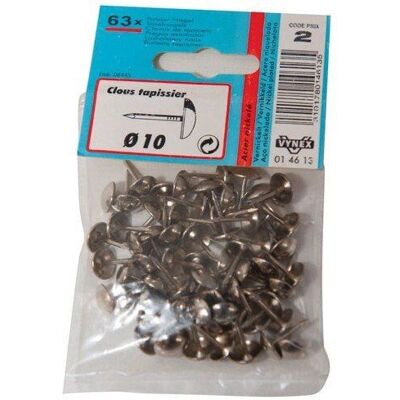 VYNEX - Tapijtnagels - Nikkelstaal - 10mm - Verpakking van 63 VYNEX - Tapijtnagels - Nikkelstaal - 10mm - Verpakking van 63