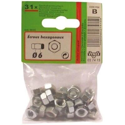 Vynex - Zeskantmoer, 8 mm, 12 stuks - Moer Vynex - Zeskantmoer, 8 mm, 12 stuks - Moer