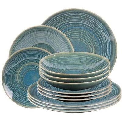 Service de vaisselle Moon Lagon Passion Table - Bleu - 12 pièces - Publicité Service de vaisselle Moon Lagon Passion Table - Bleu - 12 pièces - Publicité