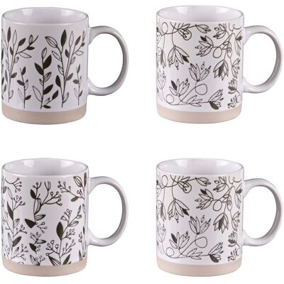 Ensemble de 4 mugs en porcelaine Bucolique - 35 cl - Blanc - Design Nature Enchantée - Publicité Ensemble de 4 mugs en porcelaine Bucolique - 35 cl - Blanc - Design Nature Enchantée - Publicité