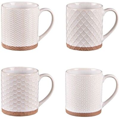 Ensemble de 4 mugs en porcelaine beige Jaspe - Publicité Ensemble de 4 mugs en porcelaine beige Jaspe - Publicité