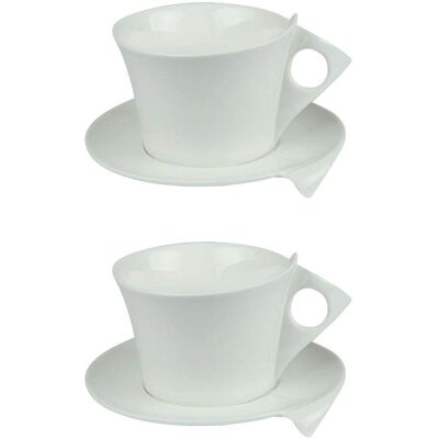 Ensemble de Tasses et Soucoupes Petit Déjeuner - Porcelaine - 30cl - Publicité Ensemble de Tasses et Soucoupes Petit Déjeuner - Porcelaine - 30cl - Publicité