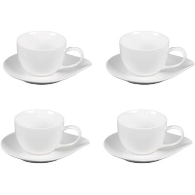 Coffret de 4 tasses à thé en porcelaine Pétale 20cl - Blanc - Publicité Coffret de 4 tasses à thé en porcelaine Pétale 20cl - Blanc - Publicité
