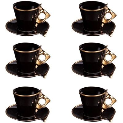 Coffret de 6 Tasses à Café Libra - 10cl - Noir & Doré - Publicité Coffret de 6 Tasses à Café Libra - 10cl - Noir & Doré - Publicité