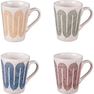 Coffret de 4 tasses en porcelaine Rio - Motifs géométriques - Publicité Coffret de 4 tasses en porcelaine Rio - Motifs géométriques - Publicité