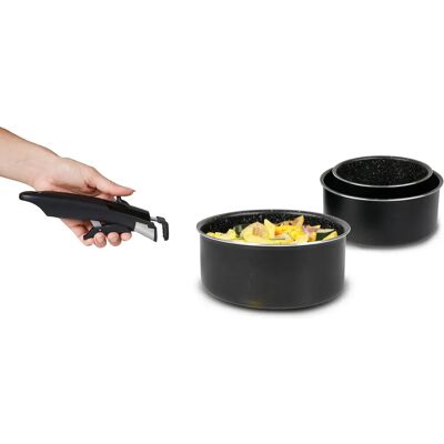 Set di 4 pezzi SITRAM con manici rimovibili - Antiaderente, Induzione Set di 4 pezzi SITRAM con manici rimovibili - Antiaderente, Induzione