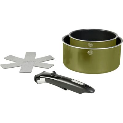 Set di Pentole in Alluminio Riciclato Sitram - Verde - 4 Pezzi Set di Pentole in Alluminio Riciclato Sitram - Verde - 4 Pezzi