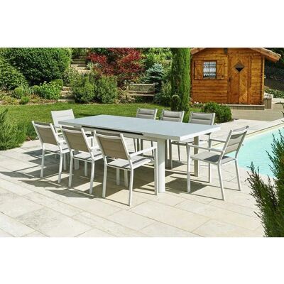 Table de Jardin Rectangle Extensible Gris Perle - 8/10 Places - Publicité Table de Jardin Rectangle Extensible Gris Perle - 8/10 Places - Publicité
