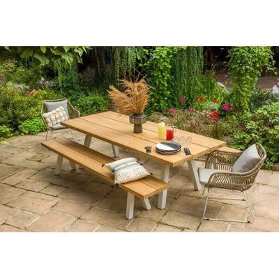 Table de jardin en teck recyclé et aluminium Jardiline - 10 personnes - Publicité Table de jardin en teck recyclé et aluminium Jardiline - 10 personnes - Publicité
