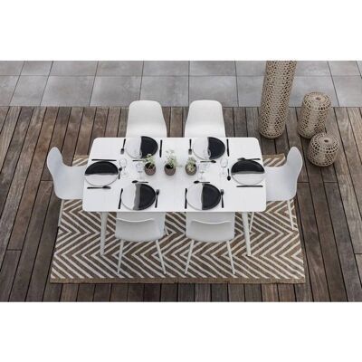 JARDILINE Table de jardin rectangulaire en aluminium blanc - 4-6 personnes - Publicité JARDILINE Table de jardin rectangulaire en aluminium blanc - 4-6 personnes - Publicité