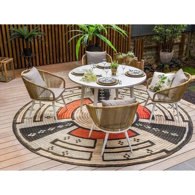 Jardiline - Table de jardin en aluminium - Blanc - 4 places - Publicité Jardiline - Table de jardin en aluminium - Blanc - 4 places - Publicité