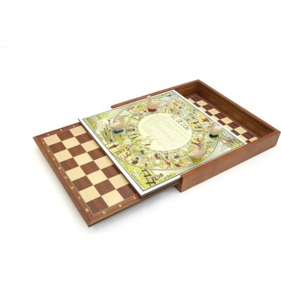 Smir - Wooden Board Game Set - 5 Classic Games - Vintage Design - 6+ Players Smir - Wooden Board Game Set - 5 Classic Games - Vintage Design - 6+ Players