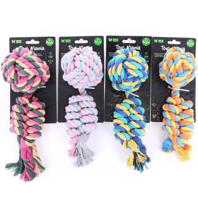Martin Sellier - Balle et corde coton pour chien - 25 cm Martin Sellier - Balle et corde coton pour chien - 25 cm