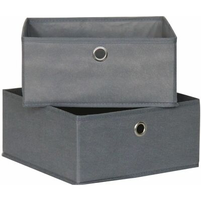 Aufbewahrungsboxen Mondex Grau - 28x28x13cm - 2 Stück Aufbewahrungsboxen Mondex Grau - 28x28x13cm - 2 Stück