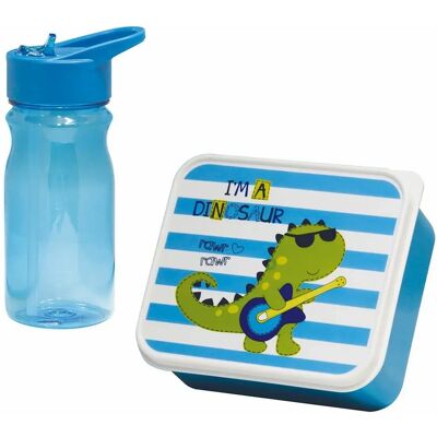 Ensemble Boîte à Lunch et Bouteille d'Eau Dino Bleu Mondex Ensemble Boîte à Lunch et Bouteille d'Eau Dino Bleu Mondex