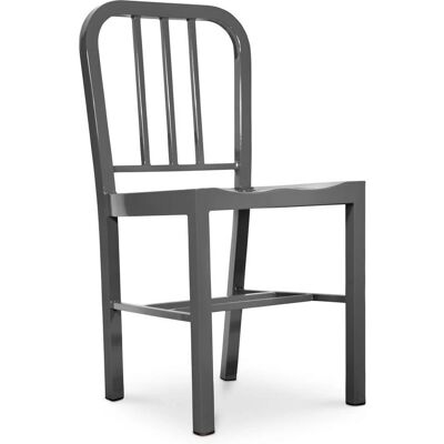 PRIVATEFLOOR Silla de acero Jadon - Diseño clásico - Gris oscuro PRIVATEFLOOR Silla de acero Jadon - Diseño clásico - Gris oscuro