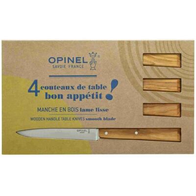 Ensemble de 4 couteaux de table Opinel N°125 en bois d'olivier Ensemble de 4 couteaux de table Opinel N°125 en bois d'olivier