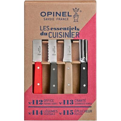 OPINEL Les Essentials Loft Conjunto de 4 facas de cozinha com cabos de madeira OPINEL Les Essentials Loft Conjunto de 4 facas de cozinha com cabos de madeira