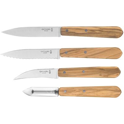 Conjunto de Facas Opinel Les Essentials em Madeira de Oliveira - Cozinha Conjunto de Facas Opinel Les Essentials em Madeira de Oliveira - Cozinha