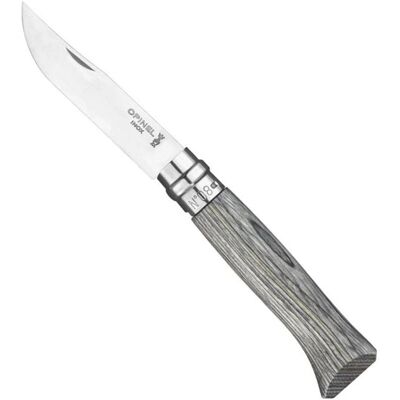 Faca Opinel n°8 de aço inox com cabo laminado cinza - Faca Faca Opinel n°8 de aço inox com cabo laminado cinza - Faca