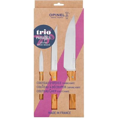 Opinel Parallèle Olivier Zestaw Trzy - Niezbędne Noże Kuchenne Opinel Parallèle Olivier Zestaw Trzy - Niezbędne Noże Kuchenne