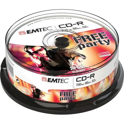 Emtec ECOC802552CB - CD-R 700MB 52x - Lot de 25 - Publicité Emtec ECOC802552CB - CD-R 700MB 52x - Lot de 25 - Publicité
