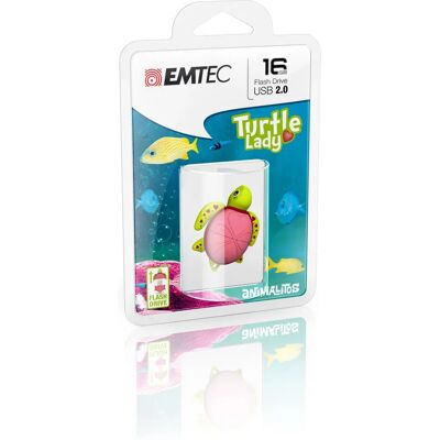 Emtec Turtle Lady 16GB Clé USB - USB 2.0, Vert, Rose - Publicité Emtec Turtle Lady 16GB Clé USB - USB 2.0, Vert, Rose - Publicité