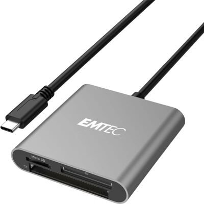 Emtec T610C Kaartlezer - SD, CF, microSD - UHS Klasse 1 - USB-C Emtec T610C Kaartlezer - SD, CF, microSD - UHS Klasse 1 - USB-C