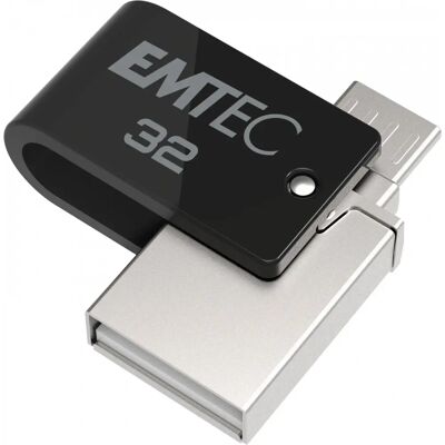 Emtec T260B 32GB USB Flash Drive - Dubbla USB-A / Micro-USB Emtec T260B 32GB USB Flash Drive - Dubbla USB-A / Micro-USB
