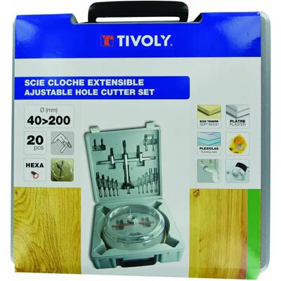 Tivoly Extensible Hole Saw Set - Wood & Plaster - 20 pcs Tivoly Extensible Hole Saw Set - Wood & Plaster - 20 pcs