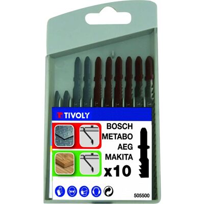 Ensemble de 10 lames pour scie sauteuse - Bois & métal - 75/60mm Ensemble de 10 lames pour scie sauteuse - Bois & métal - 75/60mm