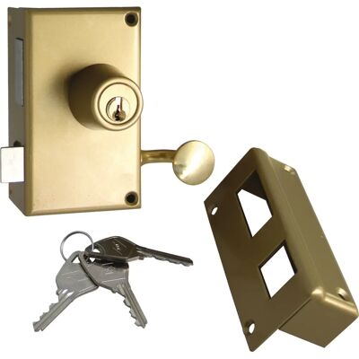 JPM 121000-01-2A - Serrure monopoint gauche - Bronze - Cylindre 45mm - Portail/Porte - Publicité JPM 121000-01-2A - Serrure monopoint gauche - Bronze - Cylindre 45mm - Portail/Porte - Publicité