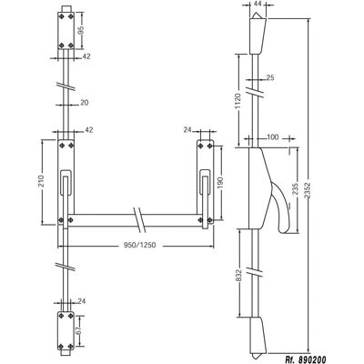 Cerradura antipanico JPM FAP 89 - 2 puntos - 1250mm - Plata - Herrajes para puertas cortafuego Cerradura antipanico JPM FAP 89 - 2 puntos - 1250mm - Plata - Herrajes para puertas cortafuego