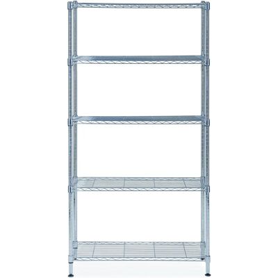 Étagère de stockage Alba - 5 tablettes en fil métallique chromé - Publicité Étagère de stockage Alba - 5 tablettes en fil métallique chromé - Publicité