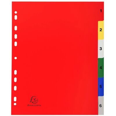 Exacompta 20er Set A4 Maxi Polypropylen Register - 6 Positionen Exacompta 20er Set A4 Maxi Polypropylen Register - 6 Positionen