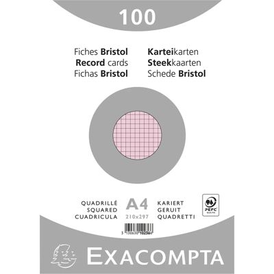 Exacompta Rosa Fickpaket - Bristol rutad 210x297mm Exacompta Rosa Fickpaket - Bristol rutad 210x297mm