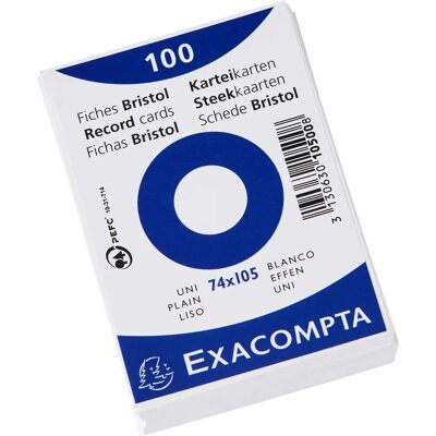 Exacompta 100 Blätter Bristol Nicht perforiert - Fiche - 74x105mm - Weiß - Bürobedarf Exacompta 100 Blätter Bristol Nicht perforiert - Fiche - 74x105mm - Weiß - Bürobedarf
