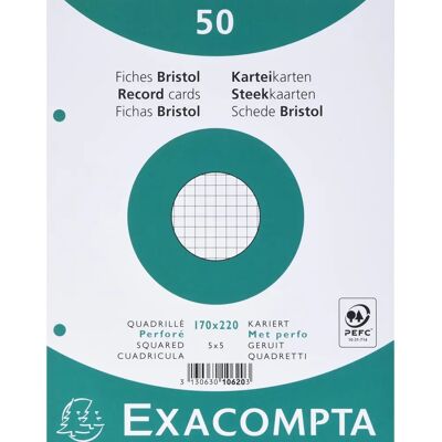 Exacompta Fehér perforált négyzetes jegyzetfüzet - 170x220mm - Csomag 50 Exacompta Fehér perforált négyzetes jegyzetfüzet - 170x220mm - Csomag 50