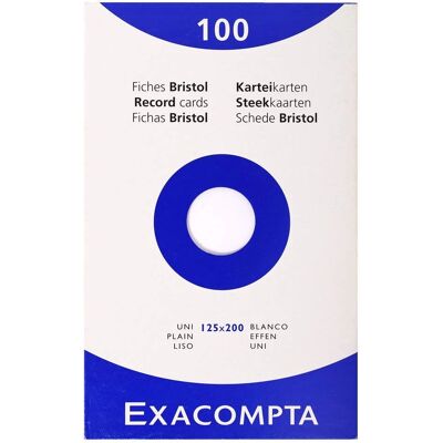 Exacompta Feuilles Bristol Blanches - 100 Feuilles, 125x200mm, Pack de 12 - Fiche - Publicité Exacompta Feuilles Bristol Blanches - 100 Feuilles, 125x200mm, Pack de 12 - Fiche - Publicité