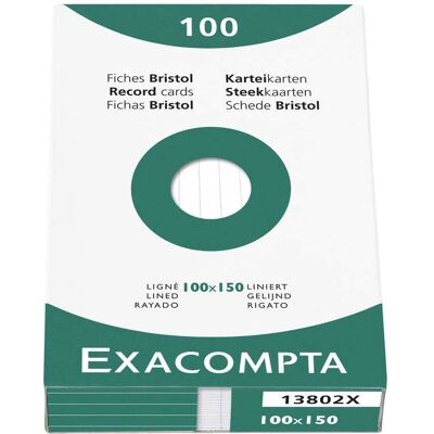 Exacompta 13802X Cartes d'index - Blanc - 100x150mm - Cartes d'index - Publicité Exacompta 13802X Cartes d'index - Blanc - 100x150mm - Cartes d'index - Publicité