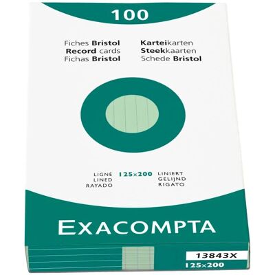 Exacompta Tiroir de 100 fiches - bristol rayé non perforé 125x200mm - Vert - Publicité Exacompta Tiroir de 100 fiches - bristol rayé non perforé 125x200mm - Vert - Publicité