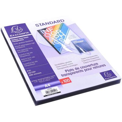 Exacompta Crystal A4 Binding Covers - 20x100mm, Pack of 100 Exacompta Crystal A4 Binding Covers - 20x100mm, Pack of 100