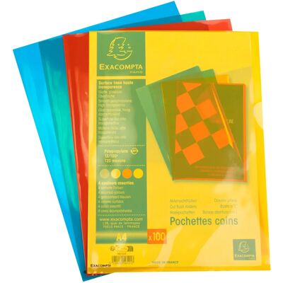 Exacompta A4 Document Sleeves - Assorted Colors - Pack of 10 Exacompta A4 Document Sleeves - Assorted Colors - Pack of 10