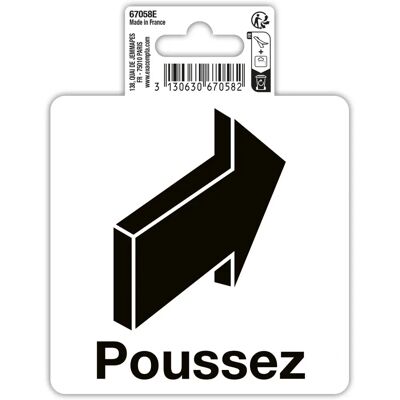 Panneau PVC adhésif antidérapant Flèche poussez 10 cm - Noir - Signalisation Panneau PVC adhésif antidérapant Flèche poussez 10 cm - Noir - Signalisation