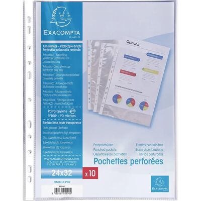 Exacompta A4+ dokumentové obaly - Transparentní, 90μ, Balení 10 Exacompta A4+ dokumentové obaly - Transparentní, 90μ, Balení 10