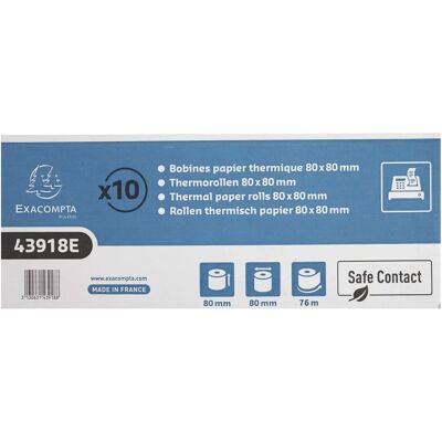 Exacompta Rollos de papel térmico 80 x 80 x 12 mm - 76M - FSC - Papel térmico Exacompta Rollos de papel térmico 80 x 80 x 12 mm - 76M - FSC - Papel térmico