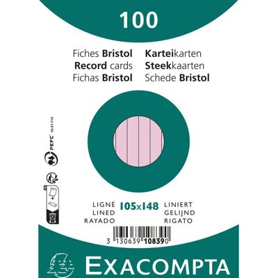 Exacompta Rose 105x148mm Fiches de papier - Pack de 100 Exacompta Rose 105x148mm Fiches de papier - Pack de 100