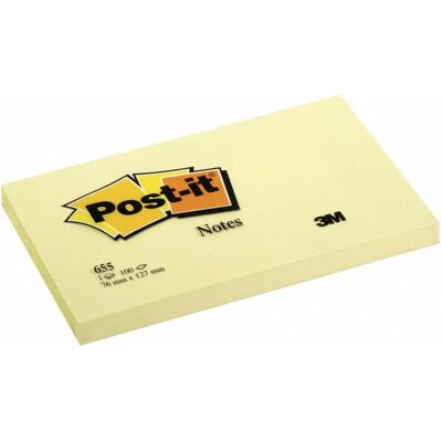 Papier à notes 3M 655Y - Jaune Auto-adhésif - 76x127mm - Pack de 12 - Publicité Papier à notes 3M 655Y - Jaune Auto-adhésif - 76x127mm - Pack de 12 - Publicité